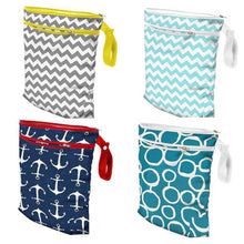 Load image into Gallery viewer, OhBabyKa Baby Diaper Bags Printed Double Zippered Wet/Dry Bag Waterproof Wet Cloth Diaper Backpack Reusable Diaper Cover WetBag