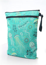 Load image into Gallery viewer, OhBabyKa Baby Diaper Bags Printed Double Zippered Wet/Dry Bag Waterproof Wet Cloth Diaper Backpack Reusable Diaper Cover WetBag
