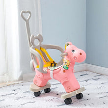 Load image into Gallery viewer, 2 in 1 Kids Horse Stroller New Baby Rocking Horse Kids Wooden Rocker Ride on Toy for 1-3 Year Old Rocking Animal Child
