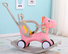 Load image into Gallery viewer, 2 in 1 Kids Horse Stroller New Baby Rocking Horse Kids Wooden Rocker Ride on Toy for 1-3 Year Old Rocking Animal Child
